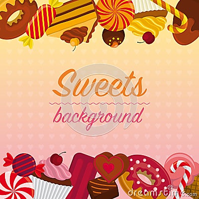 Background with sweets. Vector Illustration